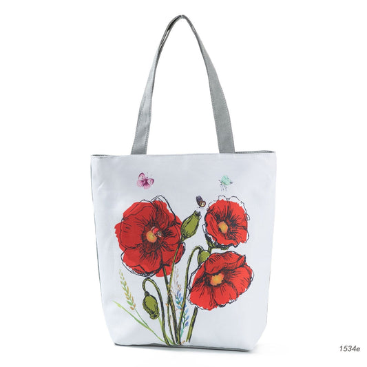 Ink painting flowers shopping bag