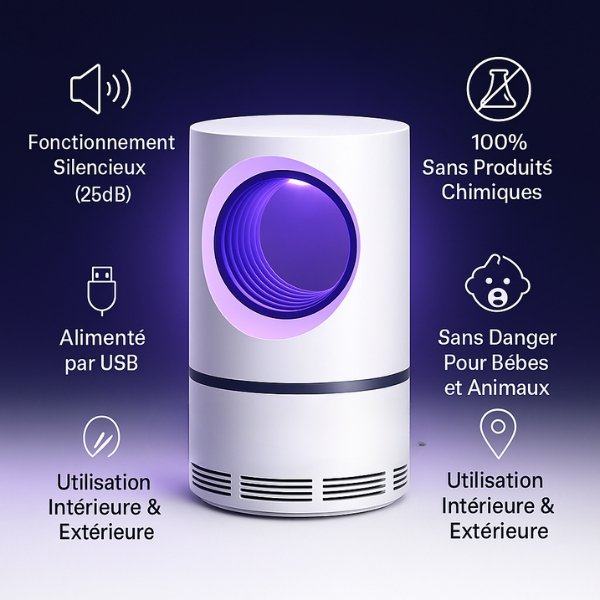 Piège à Insectes UV – Tue-Moustiques et Mouches Intérieur/Extérieur pour un Contrôle Efficace des Nuisibles