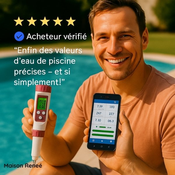 Testeur numérique de piscine – Appareil de mesure du pH et du chlore pour une analyse facile de l’eau