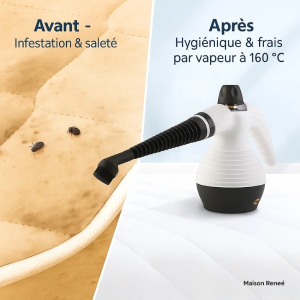 Nettoyeur vapeur contre les punaises de lit – Puissance hygiénique à 160 °C pour une maison propre et sans germes