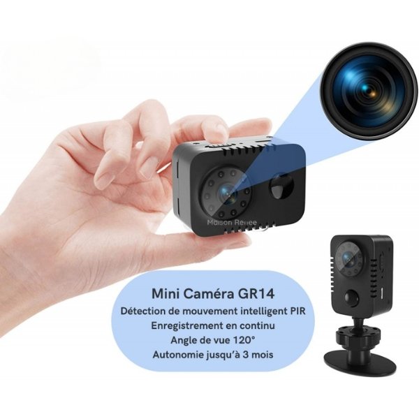 Caméra espion miniature sans fil avec détection PIR et autonomie longue durée autonome