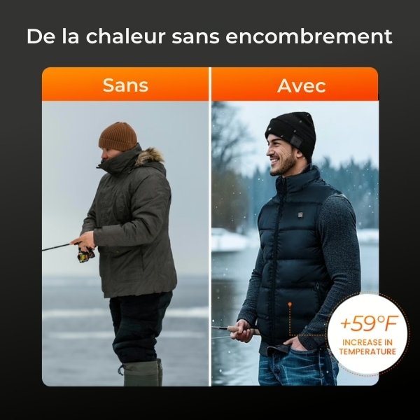 Gilet chauffant imperméable léger – veste chauffante électrique 3 niveaux pour extérieur