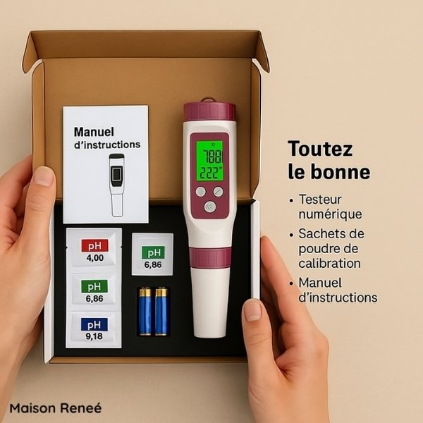 Testeur numérique de piscine – Appareil de mesure du pH et du chlore pour une analyse facile de l’eau