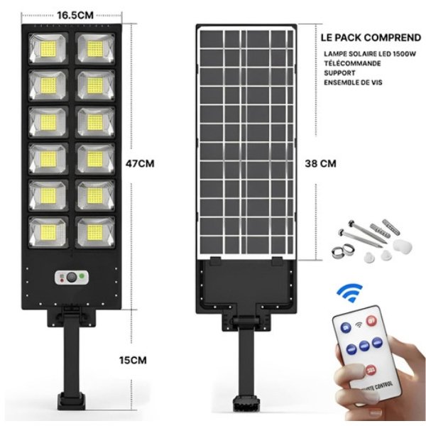 Lampadaire solaire extérieur avec lampes solaires jardin et lampe solaire pour éclairage décoratif