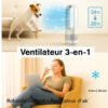 Chauffage soufflant, refroidisseur d’air et purificateur d’air 3-en-1 pour un air pur et des températures agréables dans les pièces à vivre