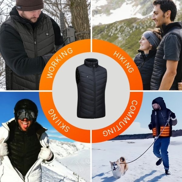 Gilet chauffant imperméable léger – veste chauffante électrique 3 niveaux pour extérieur