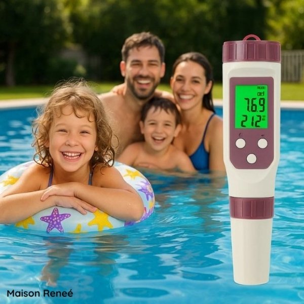 Testeur numérique de piscine – Appareil de mesure du pH et du chlore pour une analyse facile de l’eau