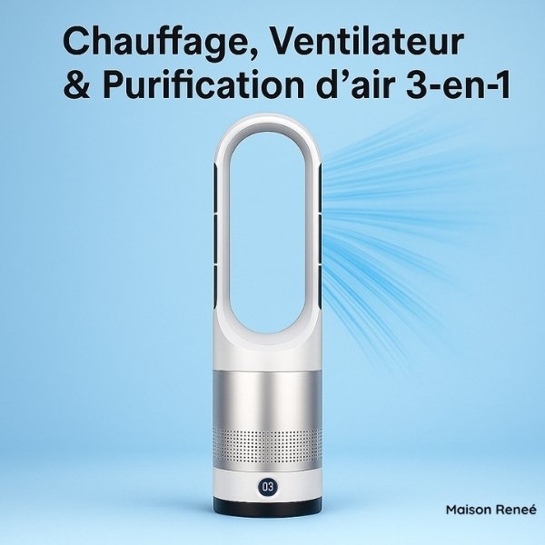 Chauffage soufflant, refroidisseur d’air et purificateur d’air 3-en-1 pour un air pur et des températures agréables dans les pièces à vivre