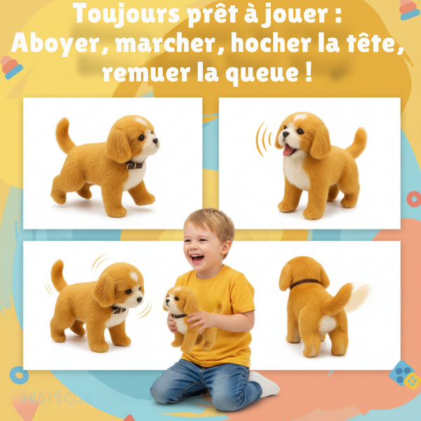 Chien Peluche Interactif Marcheur | Réactions Sonores & Tactiles Intelligentes | Jouet Électronique pour Enfants