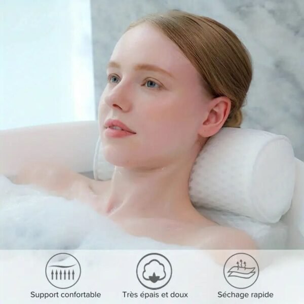 Appuie-Tête pour Baignoire, Oreiller de Bain Confortable pour Détente, Repose-Tête Ergonomique pour Relaxation et Soutien de la Nuque