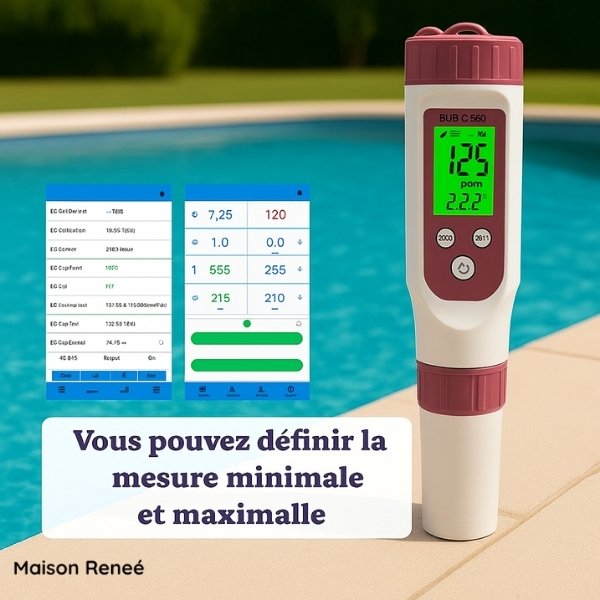 Testeur numérique de piscine – Appareil de mesure du pH et du chlore pour une analyse facile de l’eau