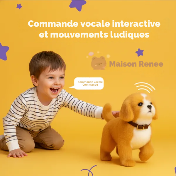 Chien Peluche Interactif Marcheur | Réactions Sonores & Tactiles Intelligentes | Jouet Électronique pour Enfants