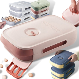 27ROLLINGEGG.png Boîte de rangement d’œufs à tiroir en plastique transparent pour réfrigérateur et cuisine, 18 œufs.