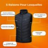 Gilet chauffant imperméable léger – veste chauffante électrique 3 niveaux pour extérieur