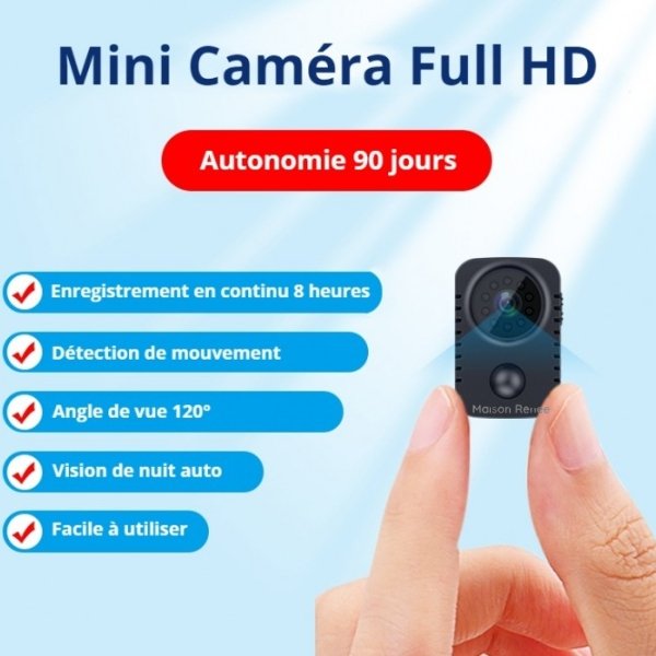 Caméra espion miniature sans fil avec détection PIR et autonomie longue durée autonome