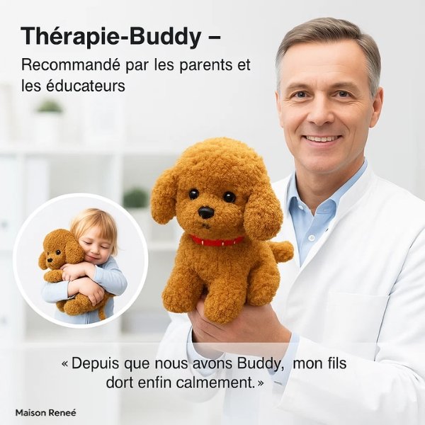 Chien en peluche apaisant Thérapie-Buddy – Aide les enfants anxieux, hyperactifs ou ayant des troubles du sommeil à se sentir en sécurité