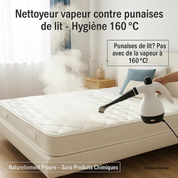 Nettoyeur vapeur contre les punaises de lit – Puissance hygiénique à 160 °C pour une maison propre et sans germes