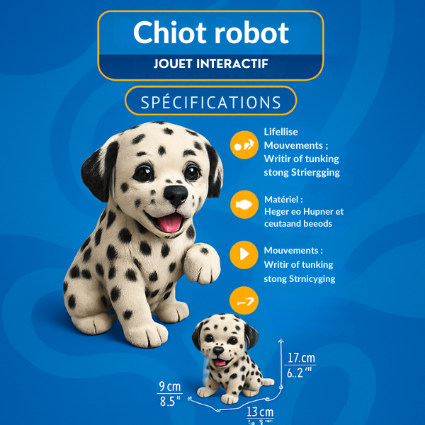 4.png Chien Robot Dalmatien Interactif – Chiot Électronique qui Marche & Réagit