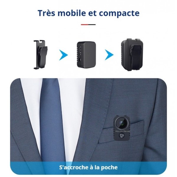 Caméra espion miniature sans fil avec détection PIR et autonomie longue durée autonome