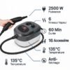 Nettoyeur vapeur professionnel pour usage domestique et commercial – 60 min d’autonomie, 16 accessoires et puissance vapeur maximale