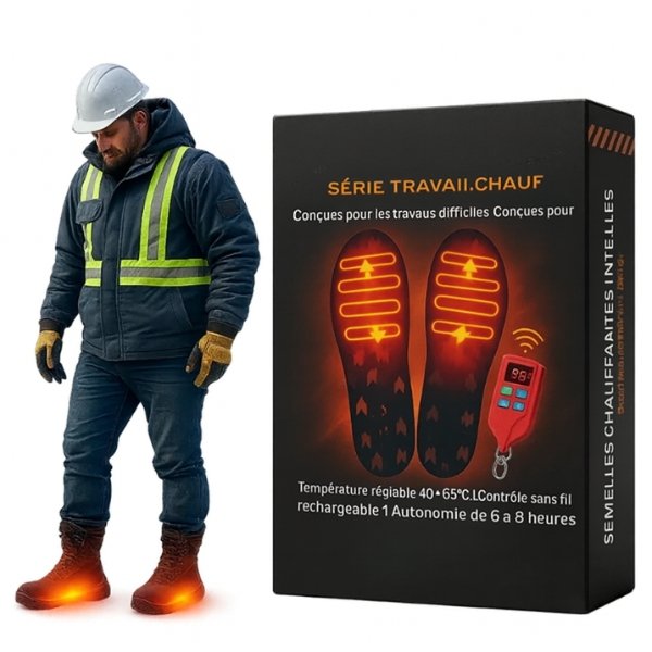 Semelles Chauffantes Rechargeables pour Chaussures de Sécurité – Chauffe-Pieds Électriques Thermiques pour le Travail, l’Extérieur et l’Industrie