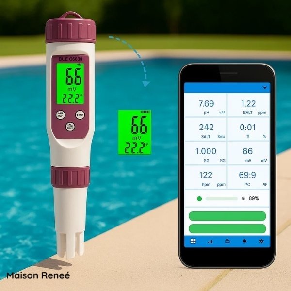 Testeur numérique de piscine – Appareil de mesure du pH et du chlore pour une analyse facile de l’eau