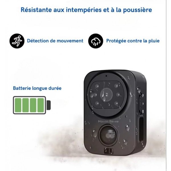 Caméra espion miniature sans fil avec détection PIR et autonomie longue durée autonome