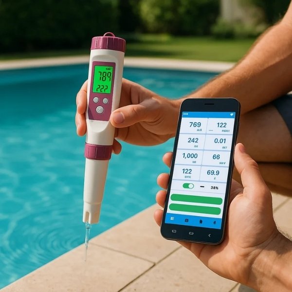 Testeur numérique de piscine – Appareil de mesure du pH et du chlore pour une analyse facile de l’eau
