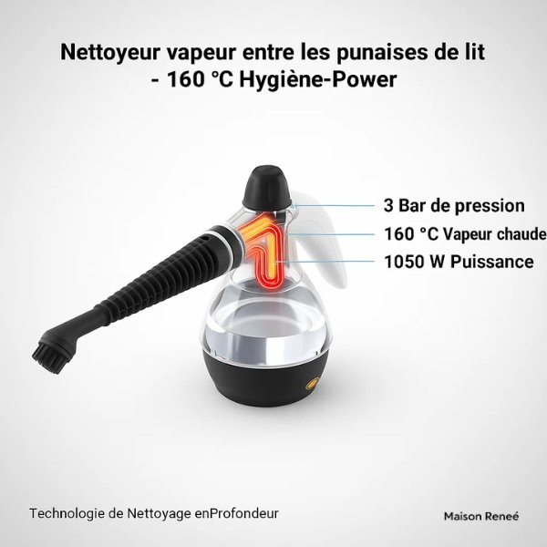 Nettoyeur vapeur contre les punaises de lit – Puissance hygiénique à 160 °C pour une maison propre et sans germes