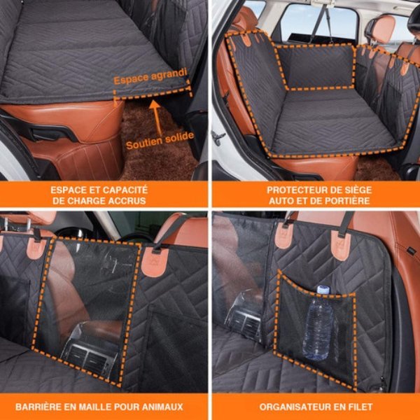 Housse de voiture chien imperméable avec protection pour voiture pour chien et housse chien pour voiture