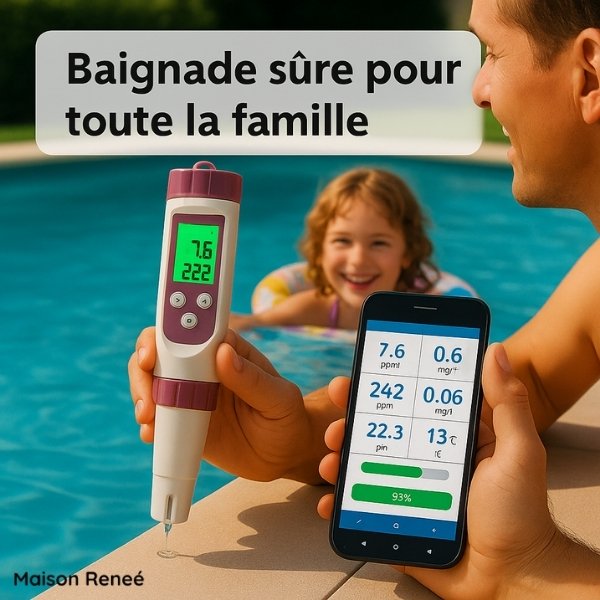 Testeur numérique de piscine – Appareil de mesure du pH et du chlore pour une analyse facile de l’eau