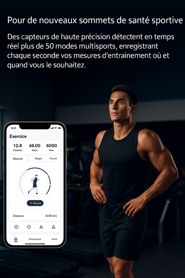Bracelet connecté santé étanche – Bracelet santé connecté avec suivi fitness et bien-être quotidien