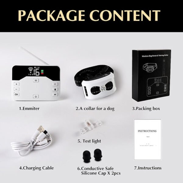 Collier anti-fugue sans fil pour chien avec clôture intégrée et fonction ultrason de dressage
