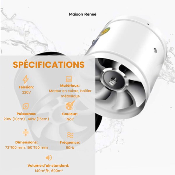Extracteur d’air silencieux 40W pour salle de bain et ventilation efficace de cuisine