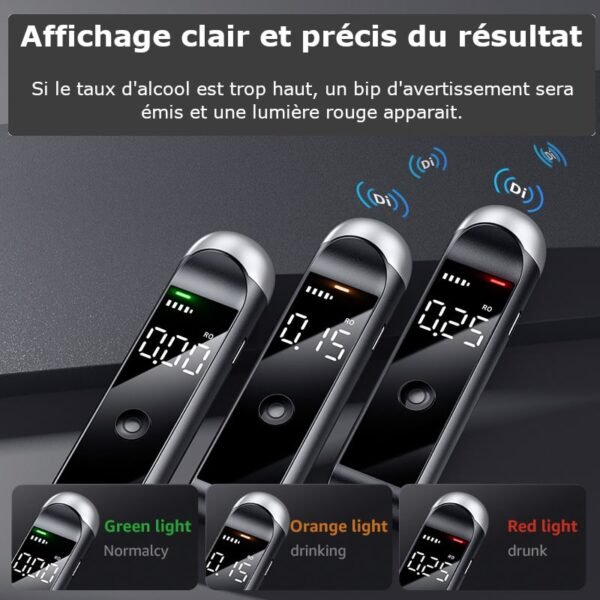 Ethylotest portable de précision sans contact, détecteur d’alcoolémie efficace pour test d’alcool dans l’air expiré, testeur de conduite sécurisé
