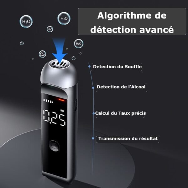 Ethylotest portable de précision sans contact, détecteur d’alcoolémie efficace pour test d’alcool dans l’air expiré, testeur de conduite sécurisé