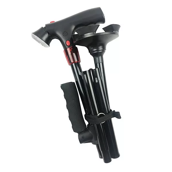 Canne de marche polyvalente, canne handicap pliante avec lumière LED pour un soutien et une stabilité optimaux