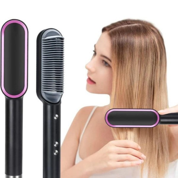 Brosse Lissante Chauffante Professionnelle pour Cheveux Crépus, Coiffage et Lissage Rapide, Technologie Avancée pour Résultats Durables