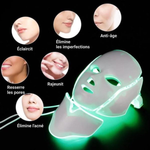 Masque LED Visage Antirides, Luminothérapie Avancée pour Réduire les Rides et Améliorer l’Éclat de la Peau, Masque LED