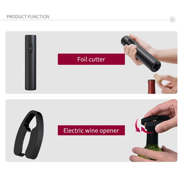 Ouvre-Bouteille Électrique Multifonction 5-en-1 – Tire-Bouchon Automatique Pratique et Facile à Utiliser
