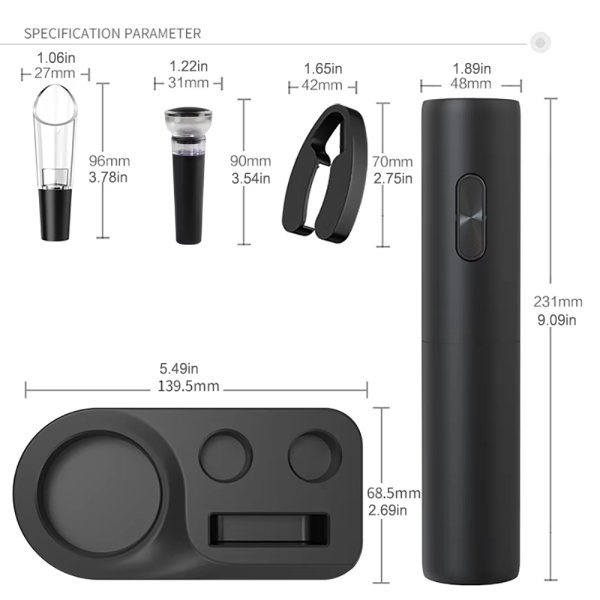 Ouvre-Bouteille Électrique Multifonction 5-en-1 – Tire-Bouchon Automatique Pratique et Facile à Utiliser