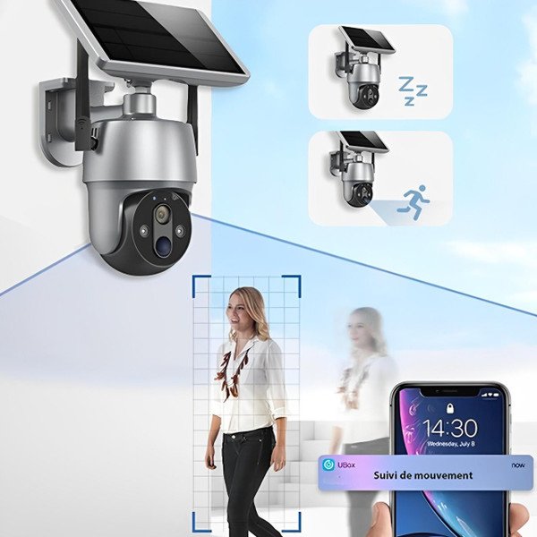 Caméra de surveillance extérieure solaire – modèle autonome sans fil pour sécurité sans wifi