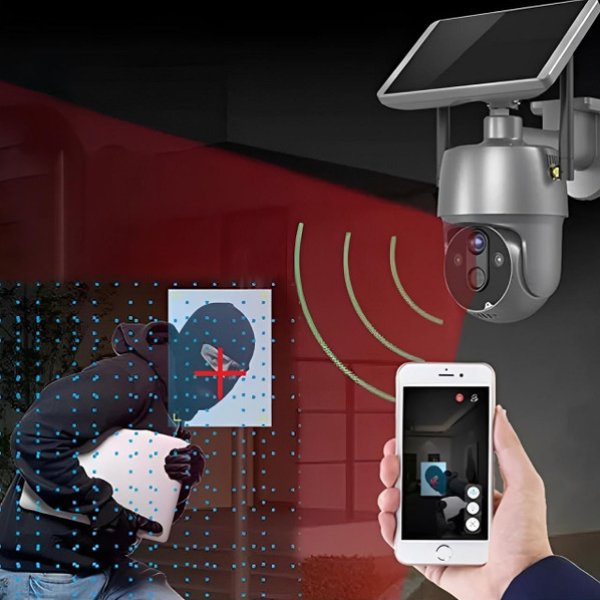 Caméra de surveillance extérieure solaire – modèle autonome sans fil pour sécurité sans wifi