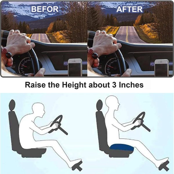 Rehausseur adulte ergonomique pour siège auto, coussin de voiture conducteur confortable