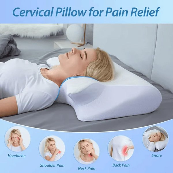 Oreiller orthopédique mémoire de forme – soutien cervical pour nuque et douleurs cervicalgies