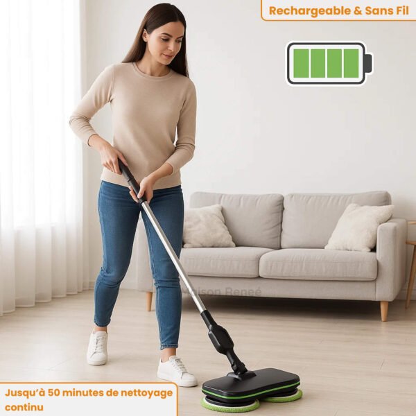 Balai électrique sans fil rechargeable avec moteur intégré pour carrelage et sols durs