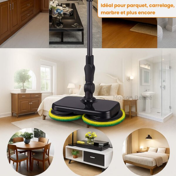 Balai électrique sans fil rechargeable avec moteur intégré pour carrelage et sols durs