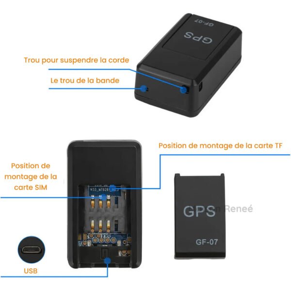GPS traceur magnétique mini format compatible Android avec double tracker pour véhicule et objets