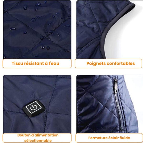 Gilet chauffant femme avec batterie – Veste thermique rechargeable pour temps froid