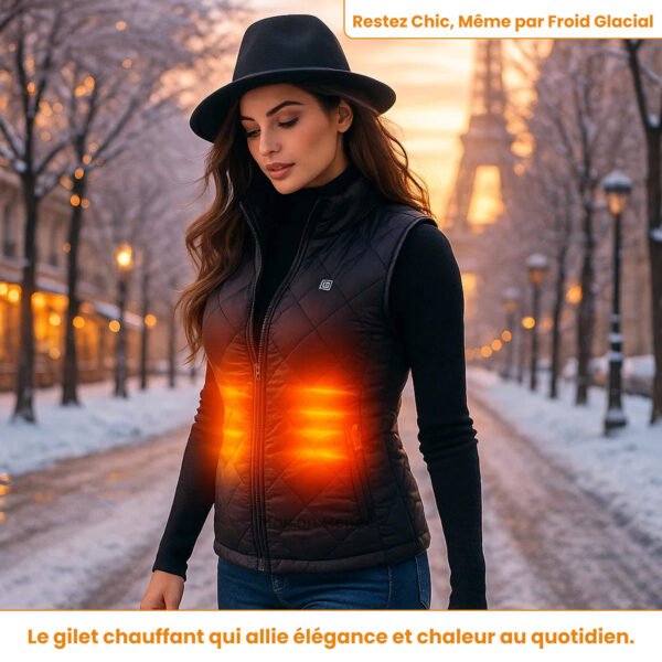 Gilet chauffant femme avec batterie – Veste thermique rechargeable pour temps froid